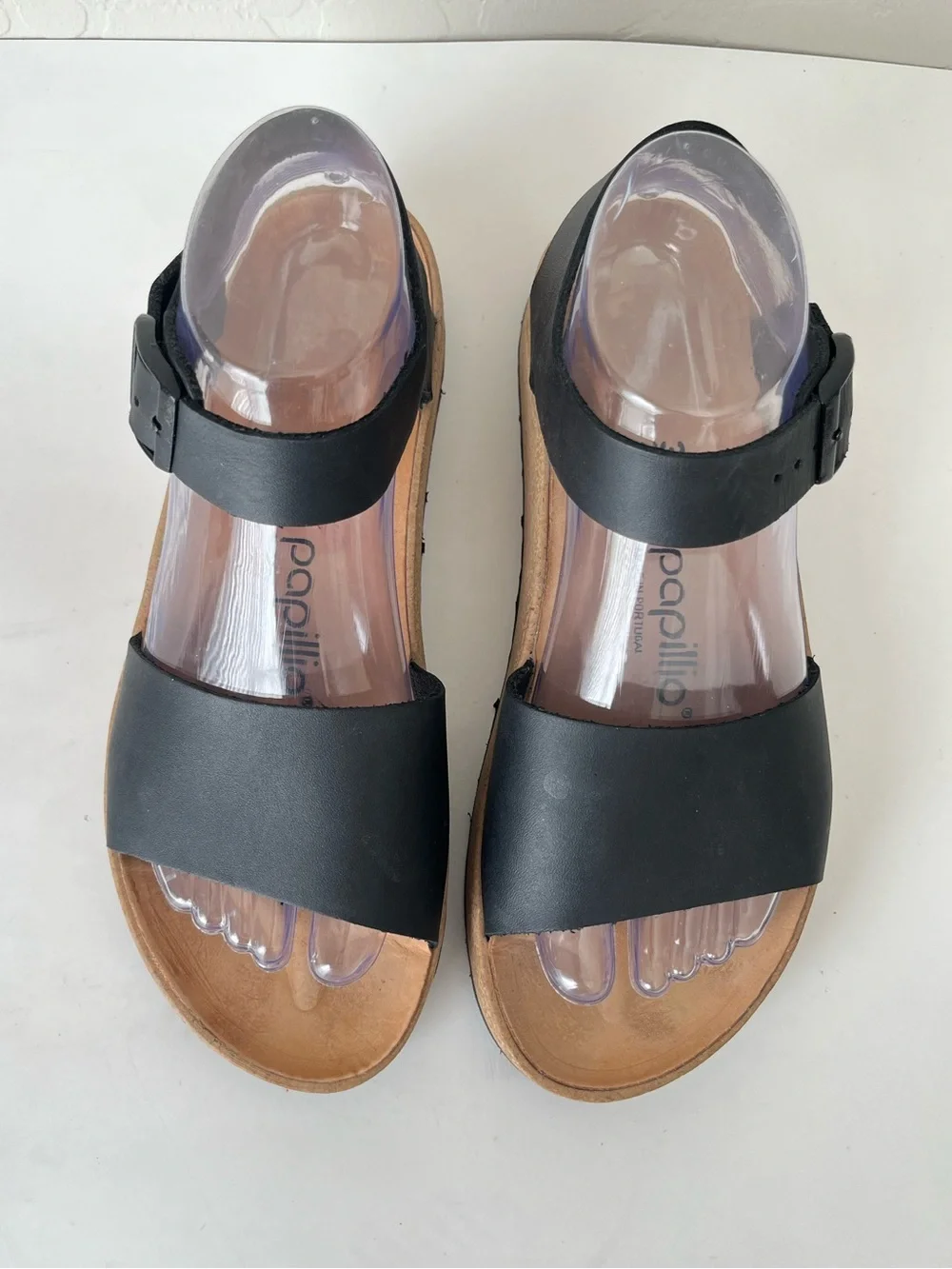 Birkenstock Papillio Glenda black leather platform sandals 38 US 7